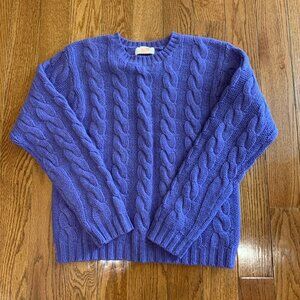 Brooks Brothers Cable Knit Shetland Wool Vintage Sweater Size Medium Purple